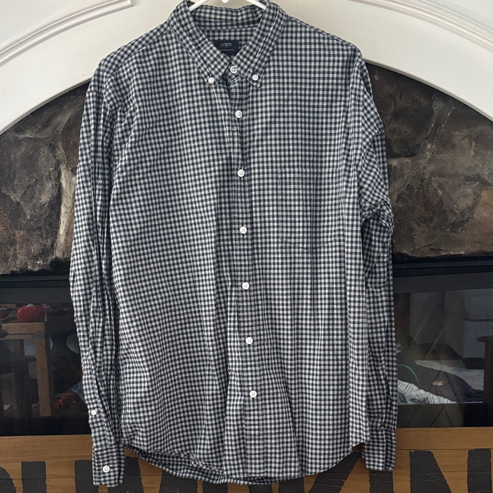 J. Crew Blue and Gray Gingham Shirt size XL